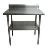 Bk Resources Work Table Stainless Steel With Undershelf, 5" Backsplash 36"Wx30"D VTTR5-3630